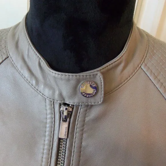 Express Faux Leather Jacket Snap Collar sz S - Picture 7 of 12